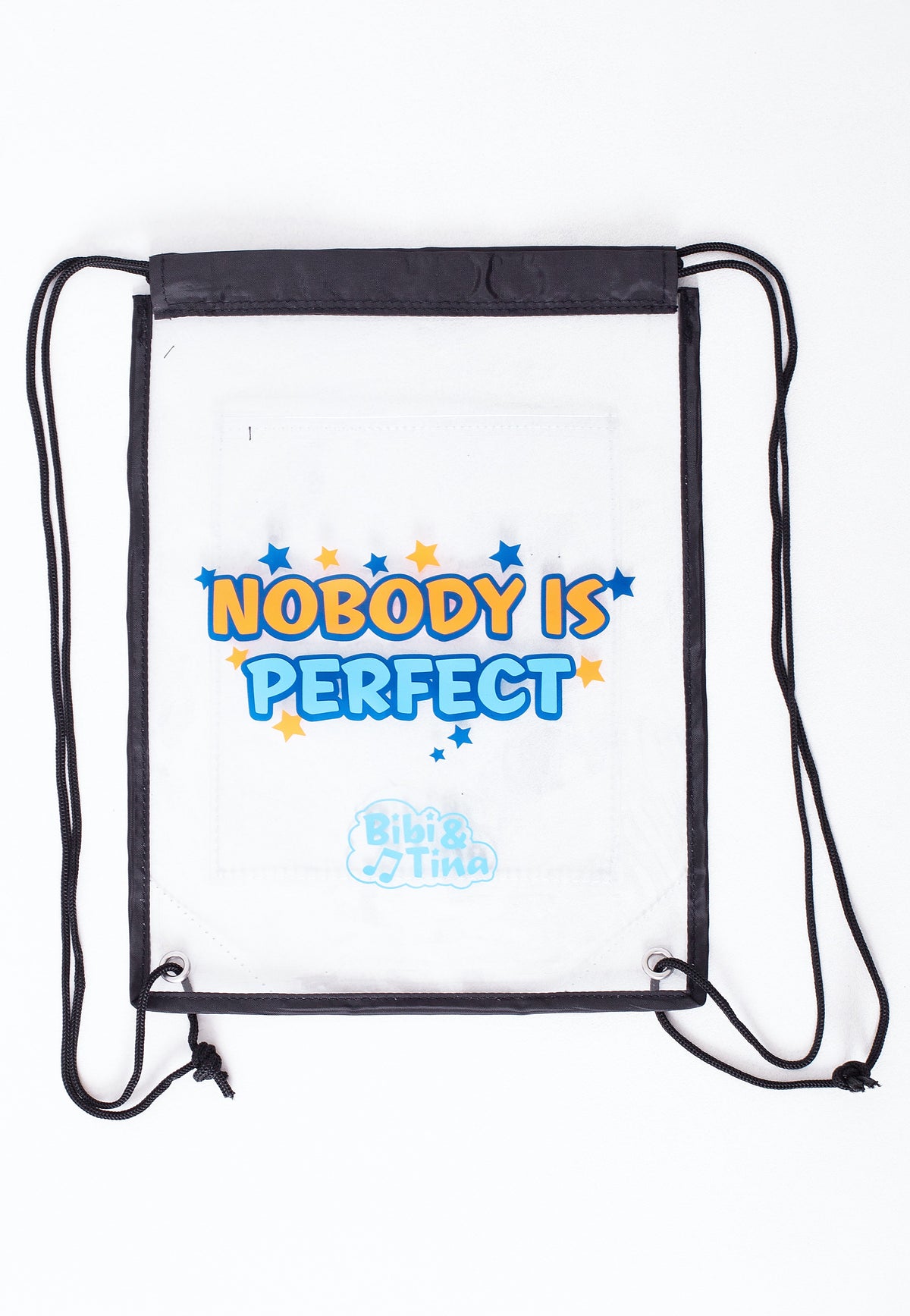 Bibi & Tina Nobody Is Perfect Transparent Drawstring Backpack