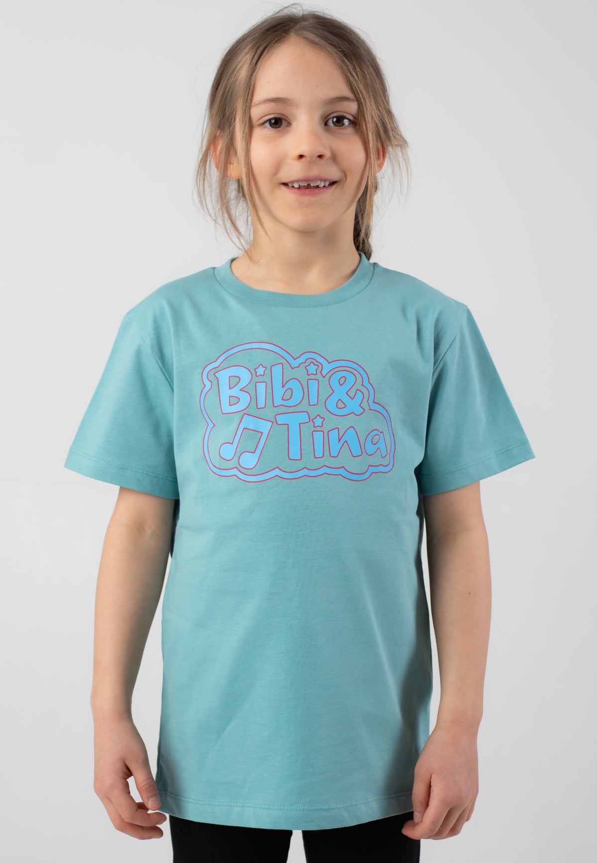 Bibi & Tina Up Up Up Logo 2022 Teal Monstera T-Shirt