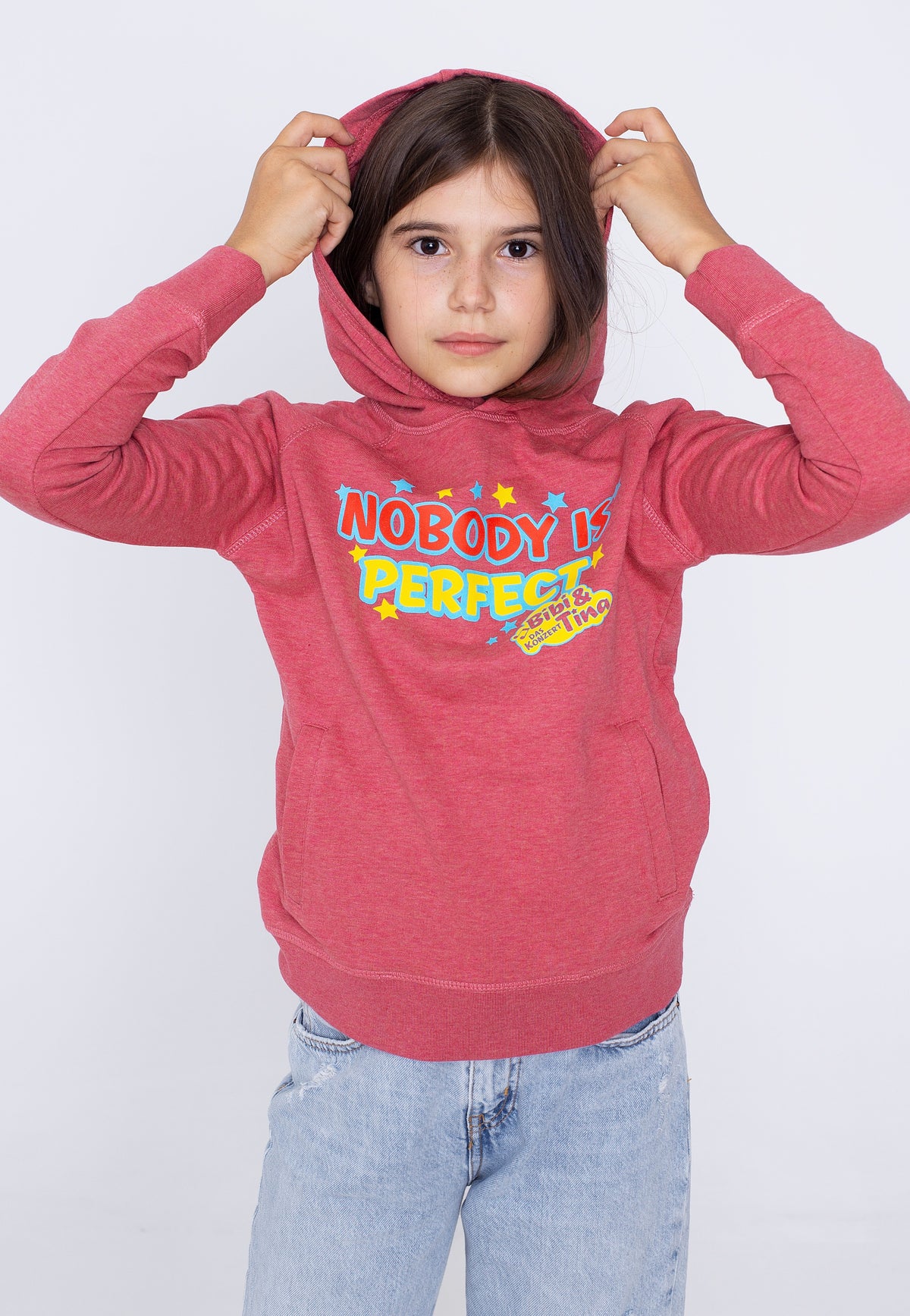 Bibi & Tina Nobody's Perfect Heather Cranberry Kids Hoodie